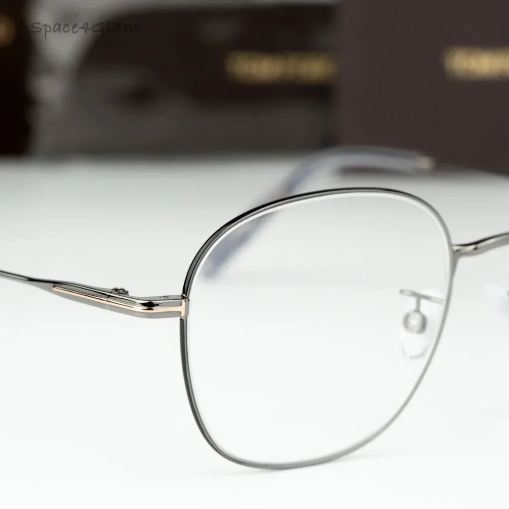 BRAND NEW Tom Ford Women Eyeglasses Gunmetal Blue Block Round FT5790-K/O 008